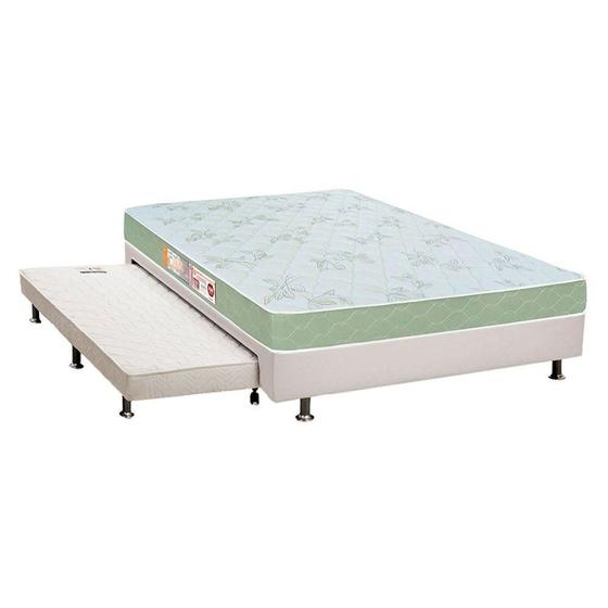 Imagem de Cama Box Casal: Colchão Espuma D33 Castor Sleep Max + Base CRC Courano White(138x188)