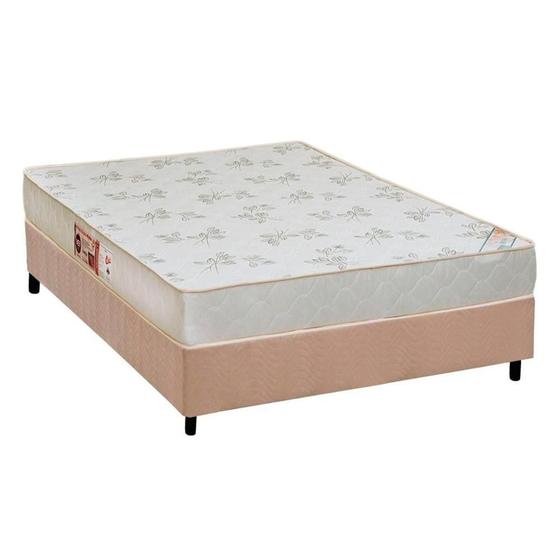 Imagem de Cama Box Casal: Colchão Espuma D33 Castor Sleep Max Relax + Base CRC Suede Clean(138x188)
