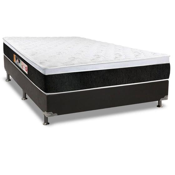 Imagem de Cama Box Casal: Colchão Espuma D45 Castor  Black e White + Base CRC Suede Black(138x188)