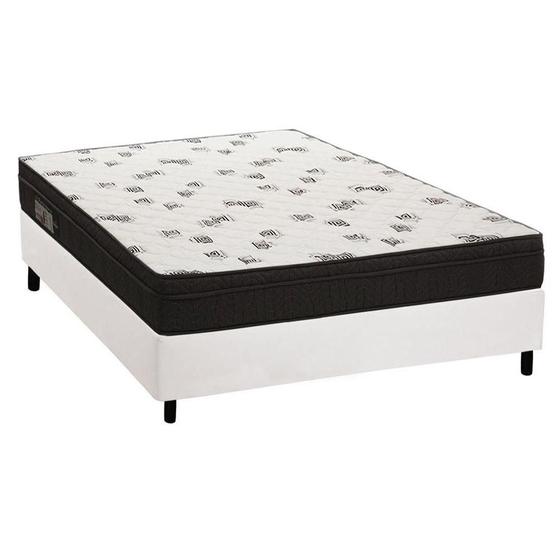 Imagem de Cama Box Casal: Colchão Espuma D45 Ortobom  Light + Base CRC Courano White(138x188)