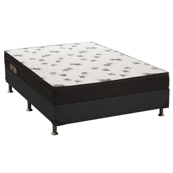 Imagem de Cama Box Casal: Colchão Espuma D45 Ortobom  Light + Base CRC Suede Black(138x188)