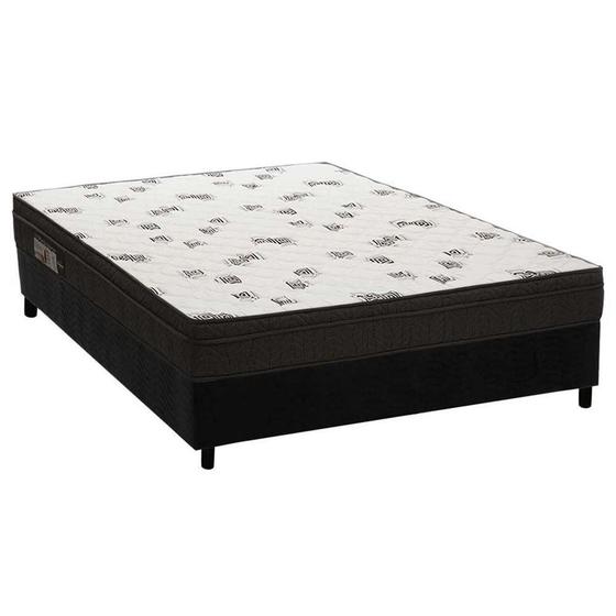 Imagem de Cama Box Casal: Colchão Espuma D45 Ortobom Light + Base CRC Suede Black(138x188)