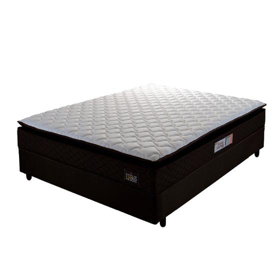 Cama Box Casal Colchão Espuma D45 Pillow Top Strong 138x188x62cm Marrom/Branco Hellen Menor preço em Cama Box Casal Colchão Espuma D45 Pillow Top Strong 138x188x62cm Marrom/Branco Hellen