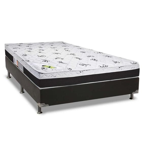 Imagem de Cama Box Casal: Colchão Espuma Luckspuma D33/AG65 Aspen Super Firme + Base CRC Suede Black(138x188)