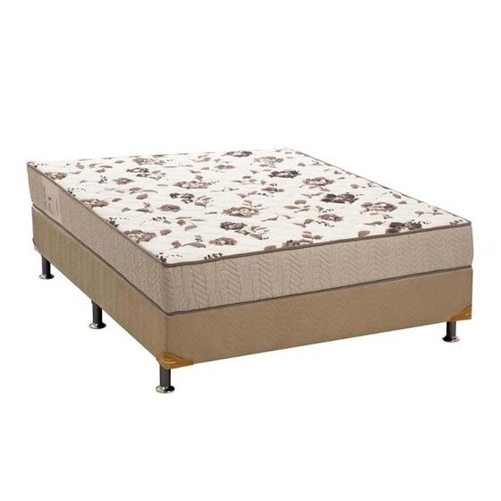 Imagem de Cama Box Casal: Colchão Espuma Ortobom D28 Physical Mega Resistente + Base CRC Suede Clean(138x188)