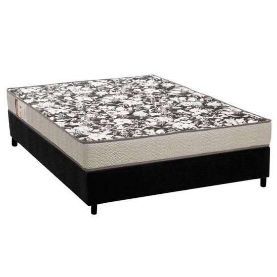 Imagem de Cama Box Casal: Colchão Espuma Ortobom Physical Ultra Resistente + Base CRC Suede Black(138x188)