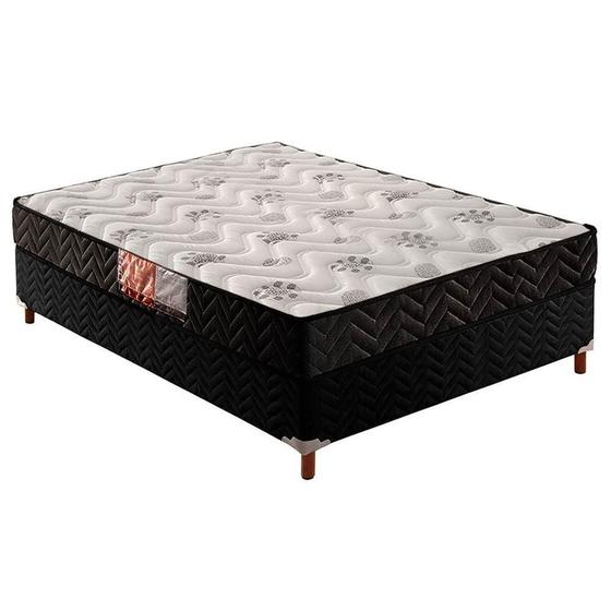 Imagem de Cama Box Casal: Colchão Espuma Paropas D33 Pasquale + Base CRC Suede Black(138x188)