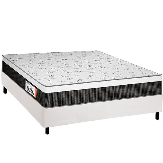Imagem de Cama Box Casal: Colchão Espuma Plumatex D28/EP Anatômico Falcon Ultra Firme + Base CRC Courano White(138x188)