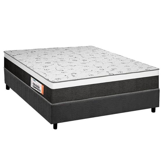 Imagem de Cama Box Casal: Colchão Espuma Plumatex D28/EP Anatômico Falcon Ultra Firme + Base CRC Suede Gray(138x188)