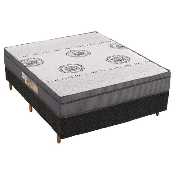 Imagem de Cama Box Casal: Colchão Espuma Polar D28/EP Orthopremium + Base CRC Rústico Black(138x188)