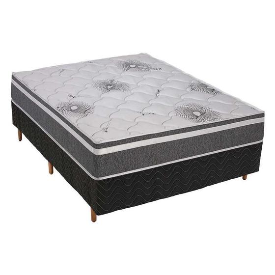 Imagem de Cama Box Casal: Colchão Espuma Polar D33 Pérola Premium + Base CRC Rústico Gray(138x188)