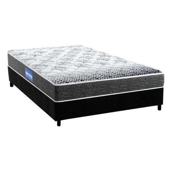 Imagem de Cama Box Casal: Colchão Espuma Probel Guarda Costas Super Resistente + Base CRC Suede Black(138x188)