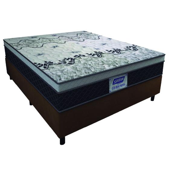 Imagem de Cama Box Casal Colchão Espuma Solid 138x188x66cm Marrom / Branco Gazin - Suporta até 150kg por Pessoa