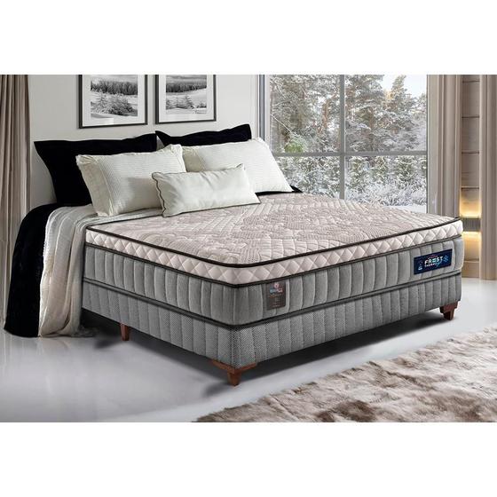 Imagem de Cama Box Casal Colchão Euro Pillow +Box 138x188x60 Molas Ensacada Cama inBox Frost ThermoGel Living