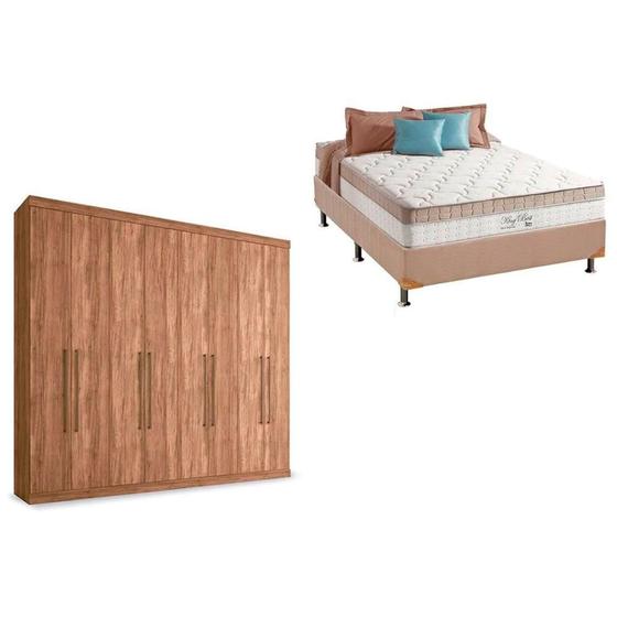 Imagem de Cama Box Casal + Colchão King Best + Guarda Roupa Master Vip 8.4 Atacama