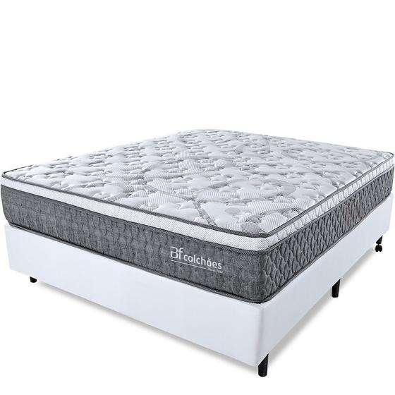 Imagem de Cama Box Casal Colchão Mola Ensacada e Pillow top de Espuma Viscoelástico 138x188x61cm Smart Spring - BF Colchões