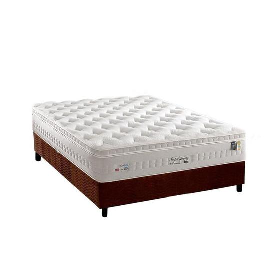 Imagem de Cama Box Casal: Colchão Molas Anjos MasterPocket Ensacadas Impressione + Base CRC Suede Brown(138x188)