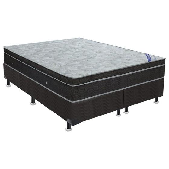 Imagem de Cama Box Casal: Colchão Molas Bonnel Ortobom Nanolastic Light Selado + Base CRC Suede Black(138x188)