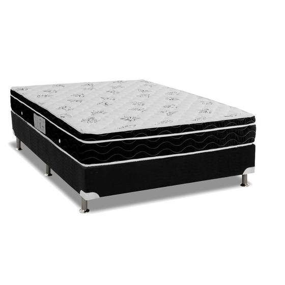 Imagem de Cama Box Casal: Colchão Molas Bonnel Ortobom Nanolastic Physical Spring + Base CRC Suede Black(138x188)