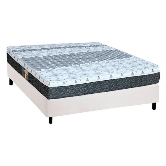 Imagem de Cama Box Casal: Colchão Molas Castor Bonnel System Class + Base CRC Courano Branco(138x188)
