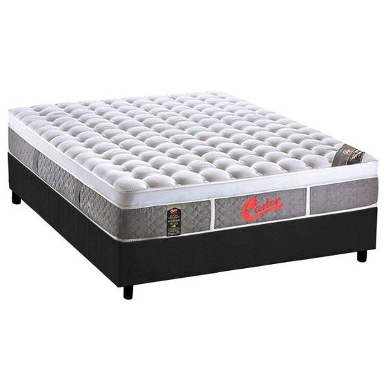 Imagem de Cama Box Casal: Colchão Molas Castor Pocket Gold Star Light Stress Oxygen New Plush + Base CRC Suede Gray(138x188)