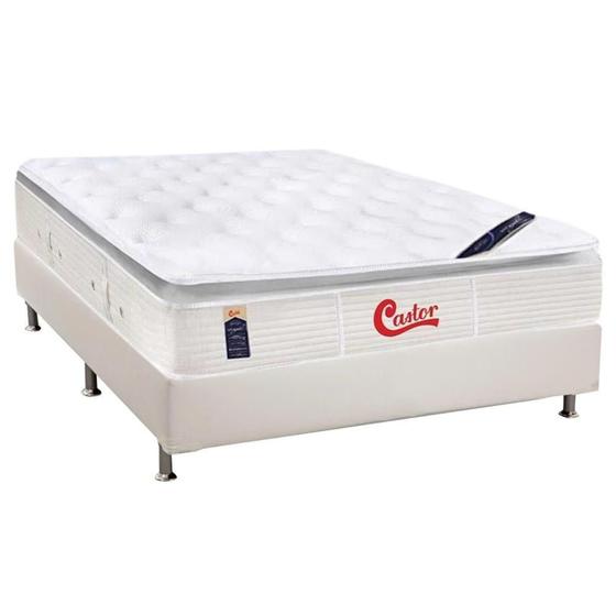 Cama Box Casal: Colchão Molas Ensacadas Castor Pocket Gold Star Vitagel SLX + Base CRC Courano Branco(138x188) Menor preço em Cama Box Casal: Colchão Molas Ensacadas Castor Pocket Gold Star Vitagel SLX + Base CRC Courano Branco(138x188)