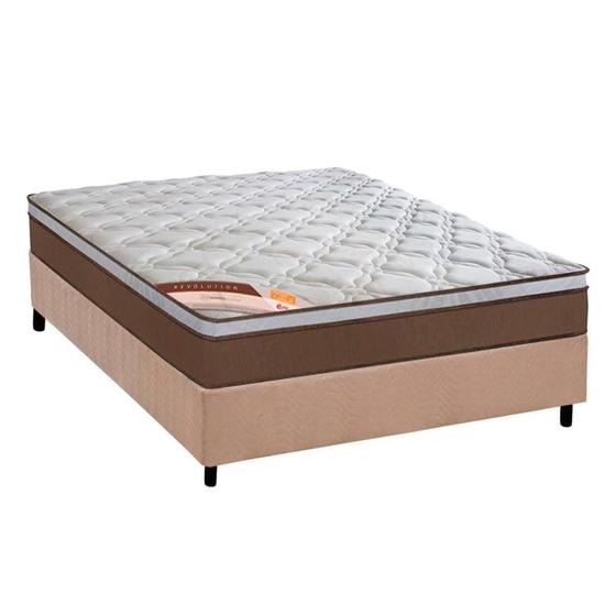 Imagem de Cama Box Casal: Colchão Molas Ensacadas Castor Pocket Revolution + Base CRC Suede Bege(138x188)