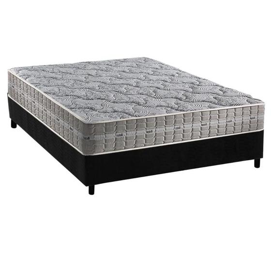 Imagem de Cama Box Casal: Colchão Molas Ensacadas D Angelis Anjos Royal + Base CRC Suede Black (138x188)