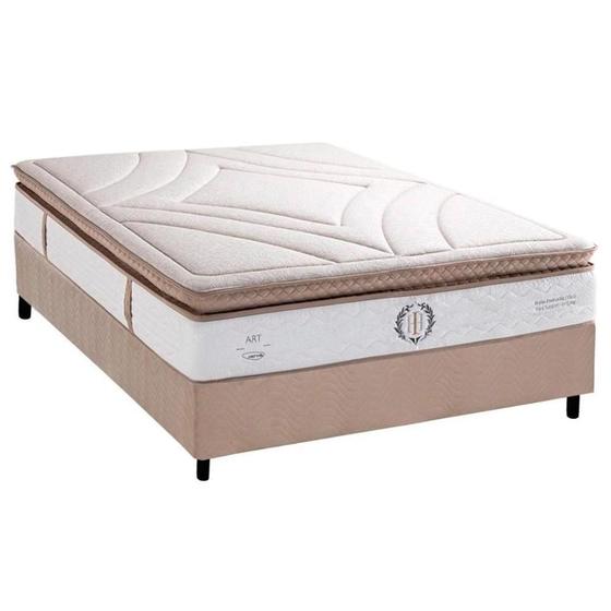 Imagem de Cama Box Casal: Colchão Molas Ensacadas Herval Poseidon Plus C1954 + Base CRC Suede Clean (138x188x34)