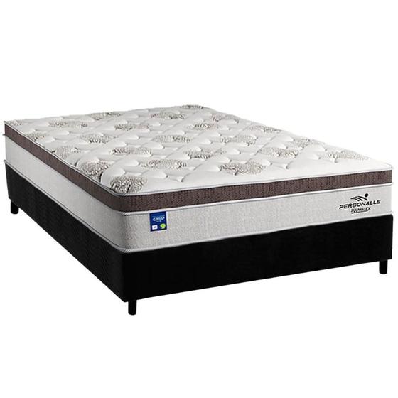 Imagem de Cama Box Casal: Colchão Molas Ensacadas Plumatex MasterPocket Personalle + Base CRC Suede Black(138x188)