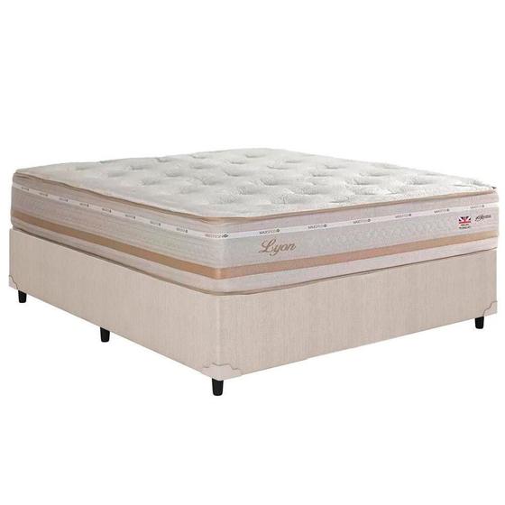 Imagem de Cama Box Casal: Colchão Molas Herval Maxspring Lyon + Base CRC Courano Clean(138x188)
