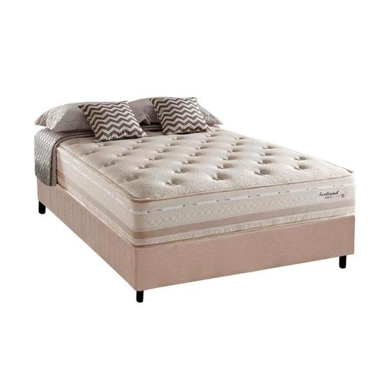 Imagem de Cama Box Casal: Colchão Molas Herval Maxspring Scotland + Base CRC Suede Clean(138x188)
