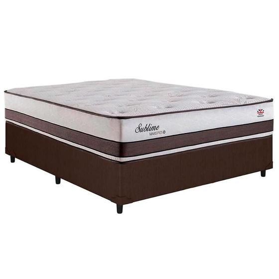 Imagem de Cama Box Casal: Colchão Molas Herval Maxspring Sublime + Base CRC Courano Brown(138x188)