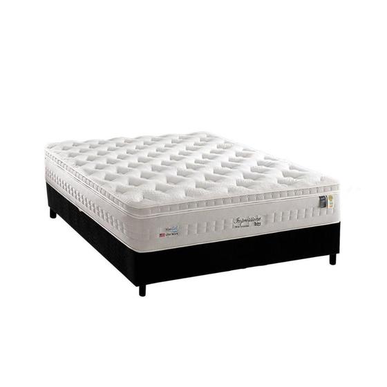 Imagem de Cama Box Casal: Colchão Molas MasterPocket Ensacadas Anjos Impressione + Base CRC Suede Black(138x188)