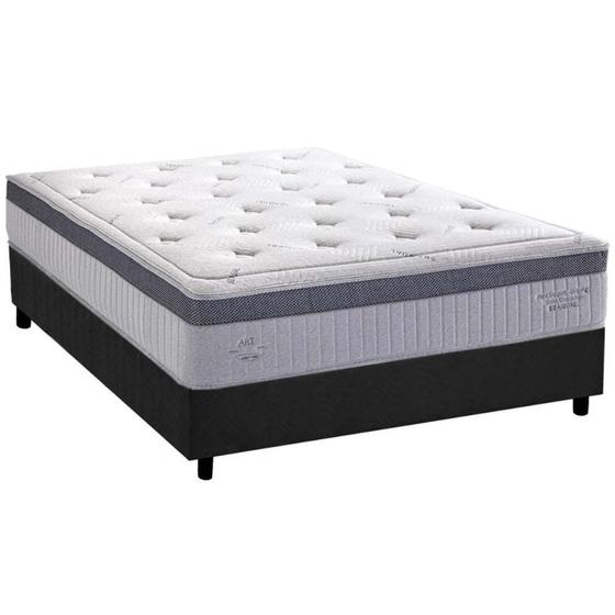 Imagem de Cama Box Casal: Colchão Molas MasterPocket Ensacadas Herval Serenity Dream C1663 + Base CRC Suede Gray (138x188x35)