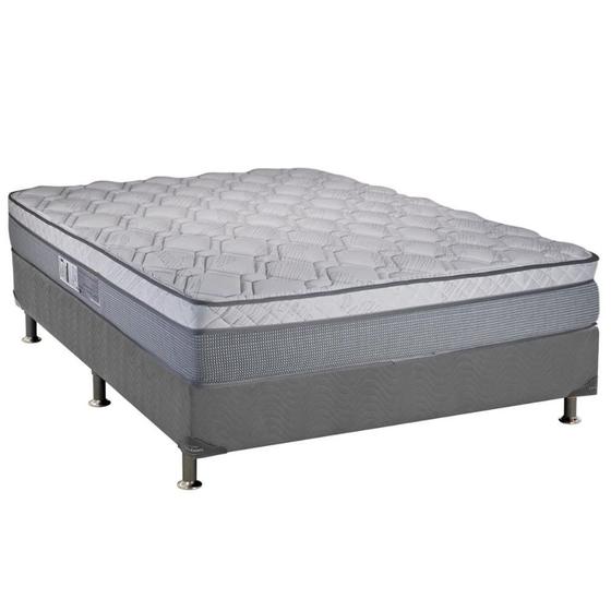 Imagem de Cama Box Casal: Colchão Molas MasterPocket Ensacadas Luckspuma   New Maxi + Base CRC Suede Gray(138x188)