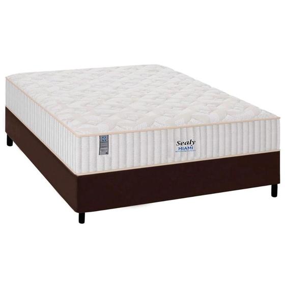 Imagem de Cama Box Casal: Colchão Molas MasterPocket Ensacadas Plumatex   Miami + Base CRC Courano Marrom(138x188)