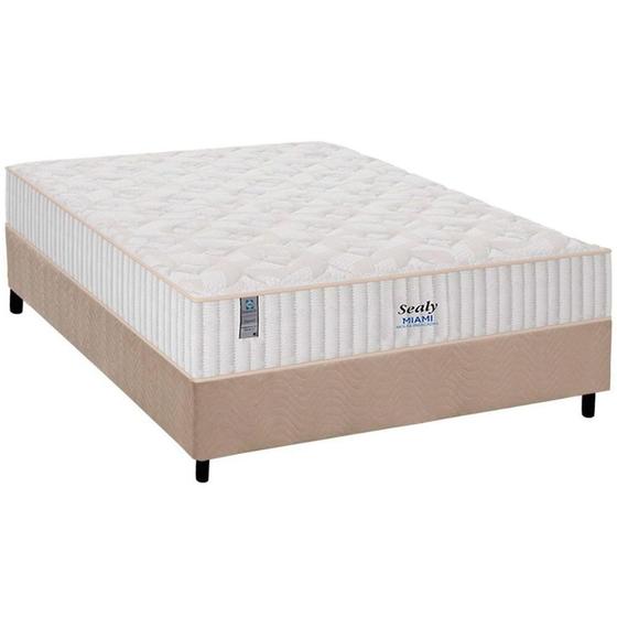 Imagem de Cama Box Casal: Colchão Molas MasterPocket Ensacadas Plumatex   Miami + Base CRC Suede Bege(138x188)