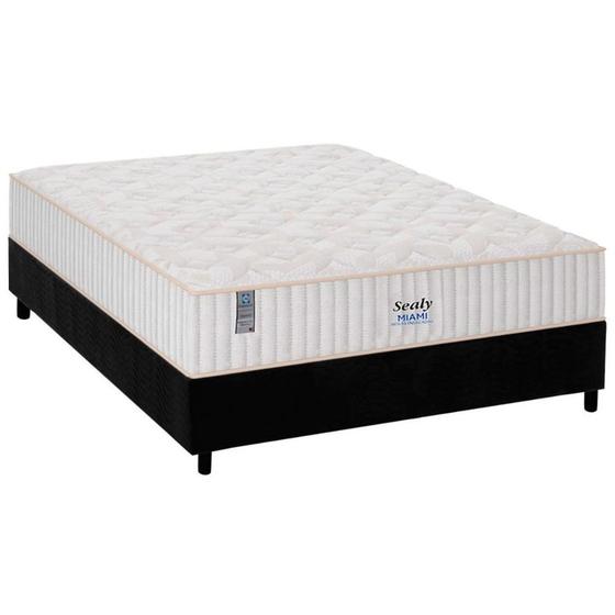 Imagem de Cama Box Casal: Colchão Molas MasterPocket Ensacadas Plumatex   Miami + Base CRC Suede Black(138x188)