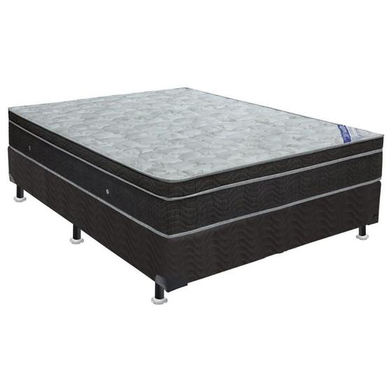 Imagem de Cama Box Casal: Colchão Molas Ortobom Nanolastic Light Selado + Base CRC Suede Black(138x188)