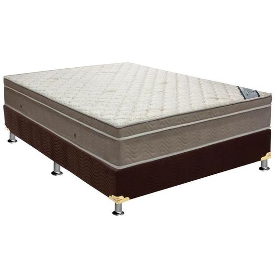 Imagem de Cama Box Casal: Colchão Molas Ortobom SuperPocket Light + Base CRC Suede Marrom(138x188)