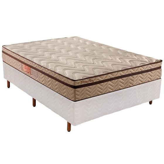 Imagem de Cama Box Casal: Colchão Molas Paropas MasterPocket Ensacadas Marcelly Ibiza + Base CRC Courano White(138x188)