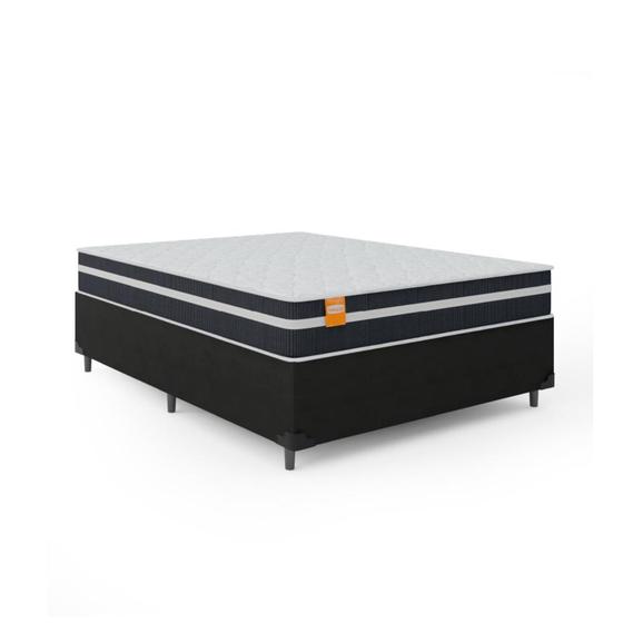 Cama Box Casal Colchão Molas Qatar 138x188x60cm Branco / Preto - Suporta até 200Kg Por Pessoa - CELUPLAS Imagem de Cama Box Casal Colchão Molas Qatar 138x188x60cm Branco / Preto - Suporta até 200Kg Por Pessoa