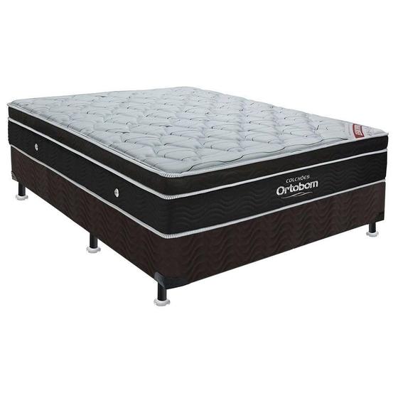 Imagem de Cama Box Casal: Colchão Molas SuperPocket Ensacadas Ortobom  Elegant  + Base CRC Suede Black(138x188)