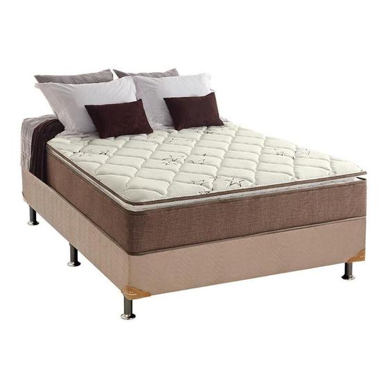 Imagem de Cama Box Casal: Colchão Ortopédico Anjos D28/AG65 Star + Base CRC Suede Clean(138x188)