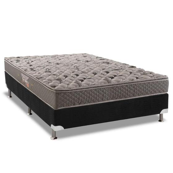 Imagem de Cama Box Casal: Colchão Ortopédico Herval AG65 Firme Fort + Base CRC Suede Black(138x188)