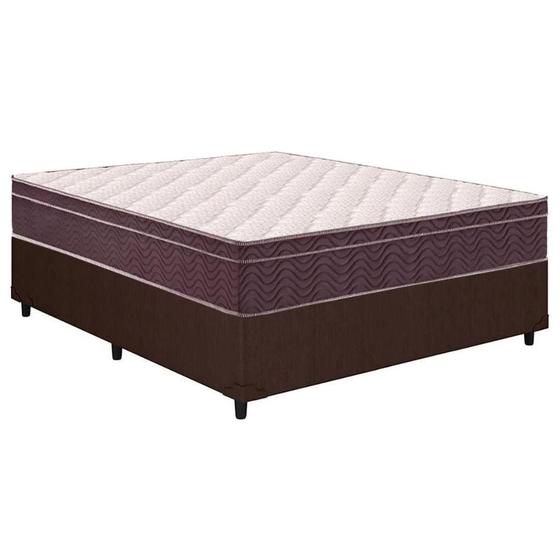 Imagem de  Cama Box Casal: Colchão Ortopédico Ortobom D28/EP Anatômico Airtech 60 + Base CRC Courano Brown(138x188)