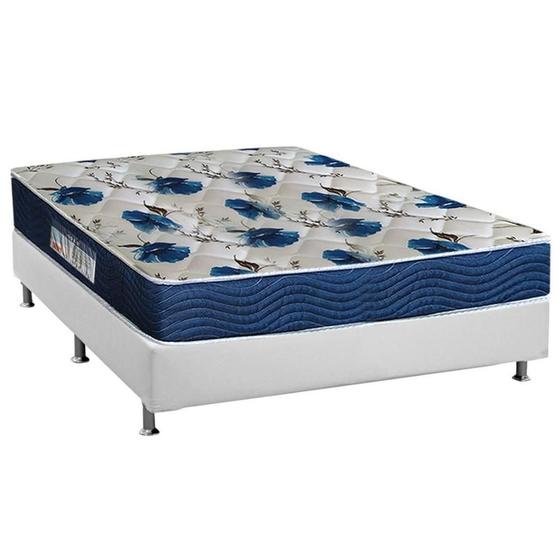 Imagem de Cama Box Casal: Colchão Ortopédico Ortobom D28/EP Anatômico Fort Tech ISO 60 + Base CRC Courano White(138x188)