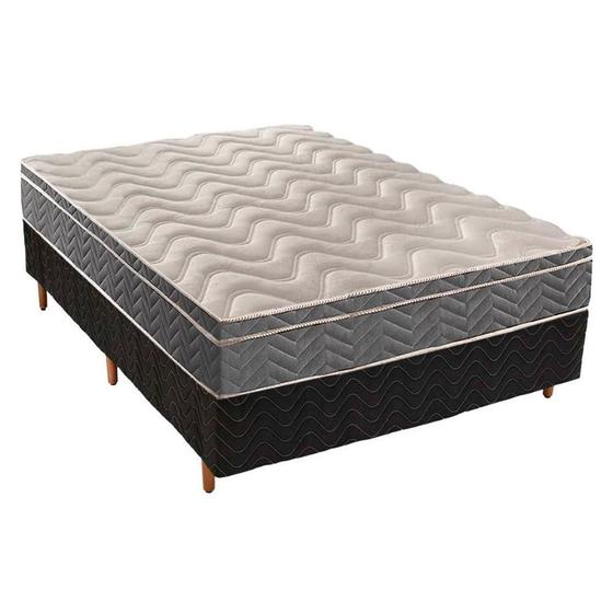 Imagem de Cama Box Casal: Colchão Ortopédico Paropas D45/EP Anatômico Confort Mega Firme + Base CRC Fantasy Black(138x188)