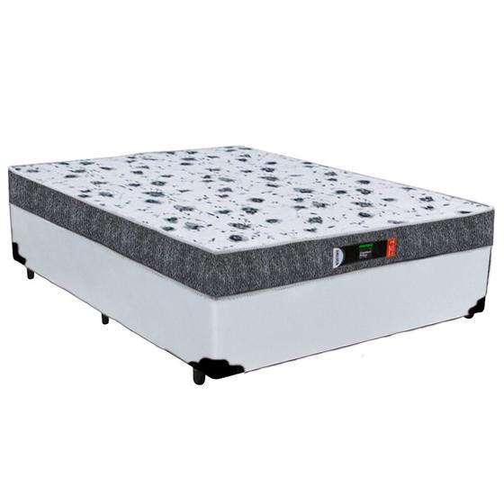 Imagem de Cama Box Casal + Colchão Ortopédico Resistente Pró D28 Prime Colchões 138x188x60 Branco